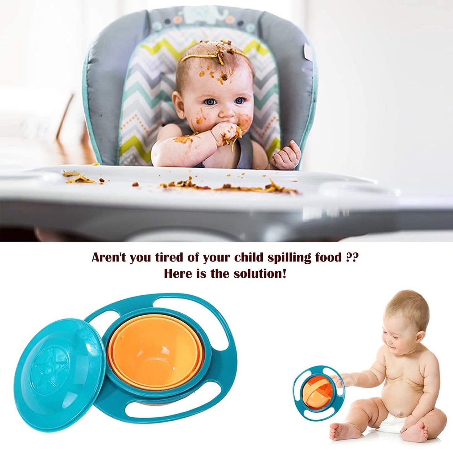 360° No-Spill Gyro Bowl – The Ultimate Mess-Free Mealtime Solution!